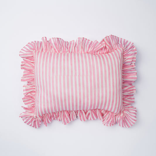 Pink Stripe Ruffle Baby Pillow