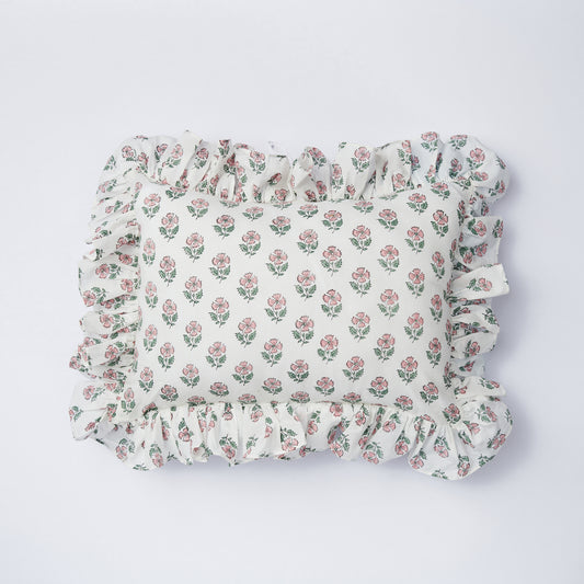 Pink Floral Ruffle Baby Pillow
